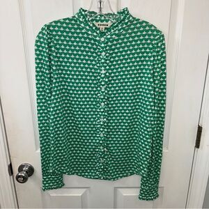 Boden Green and White Carolina Jersey Shirt- 4- like new!